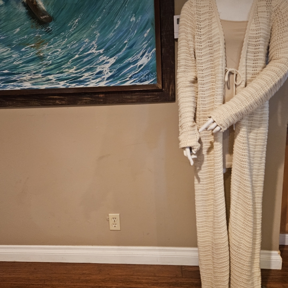 Floor length cardigan style sweater